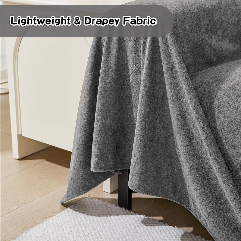 MEETSKY Couch Cover for 2 Cushion Couch  Couch Covers for Dogs Washable Cat Scratch Proof Sectional Love Seat Covers L Shaped Soft Couch Furniture Protector for Pets  71"" x 118""  Grey - Image 4